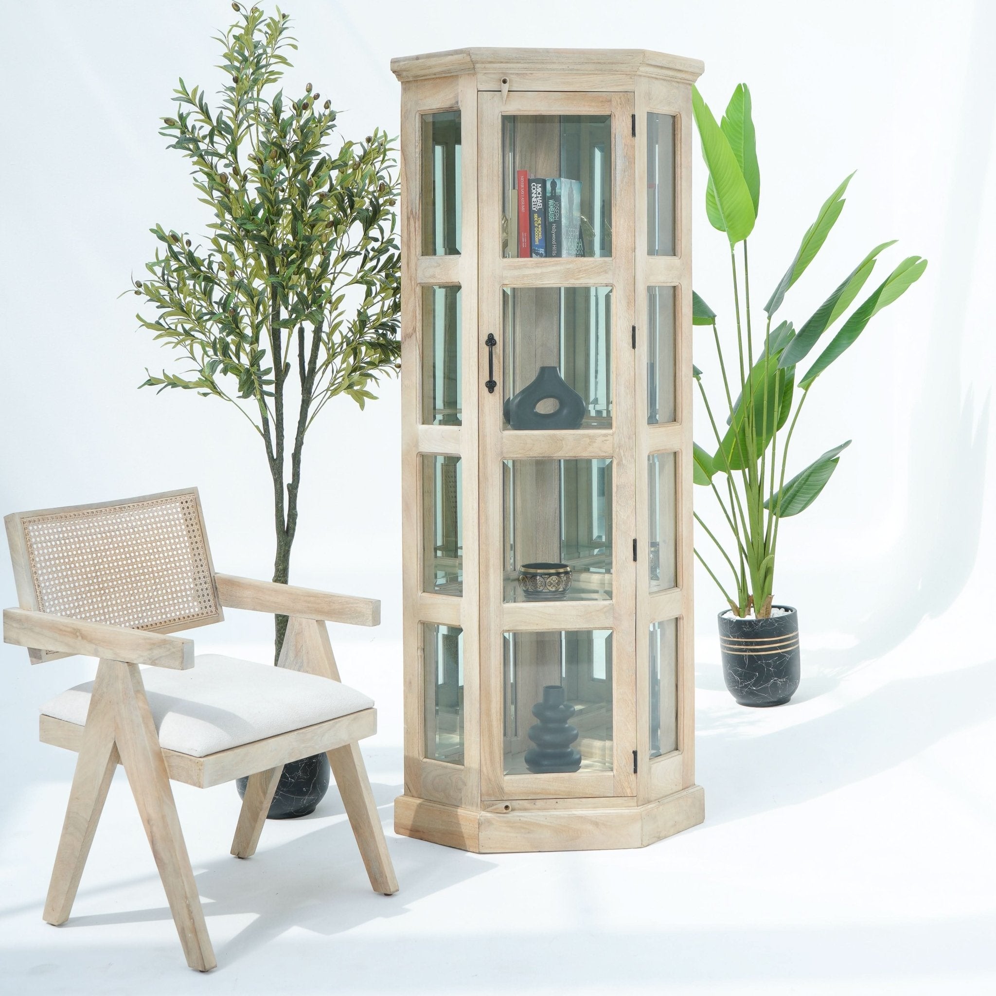 MANGO EDGE GLASS CORNER CABINET - Art and craft furniture