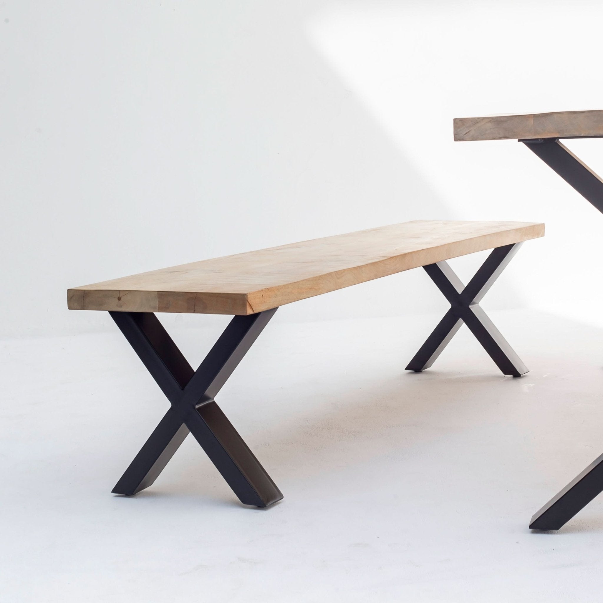 MANGO WOOD AURA X LEG BENCH - Art and craft furniture