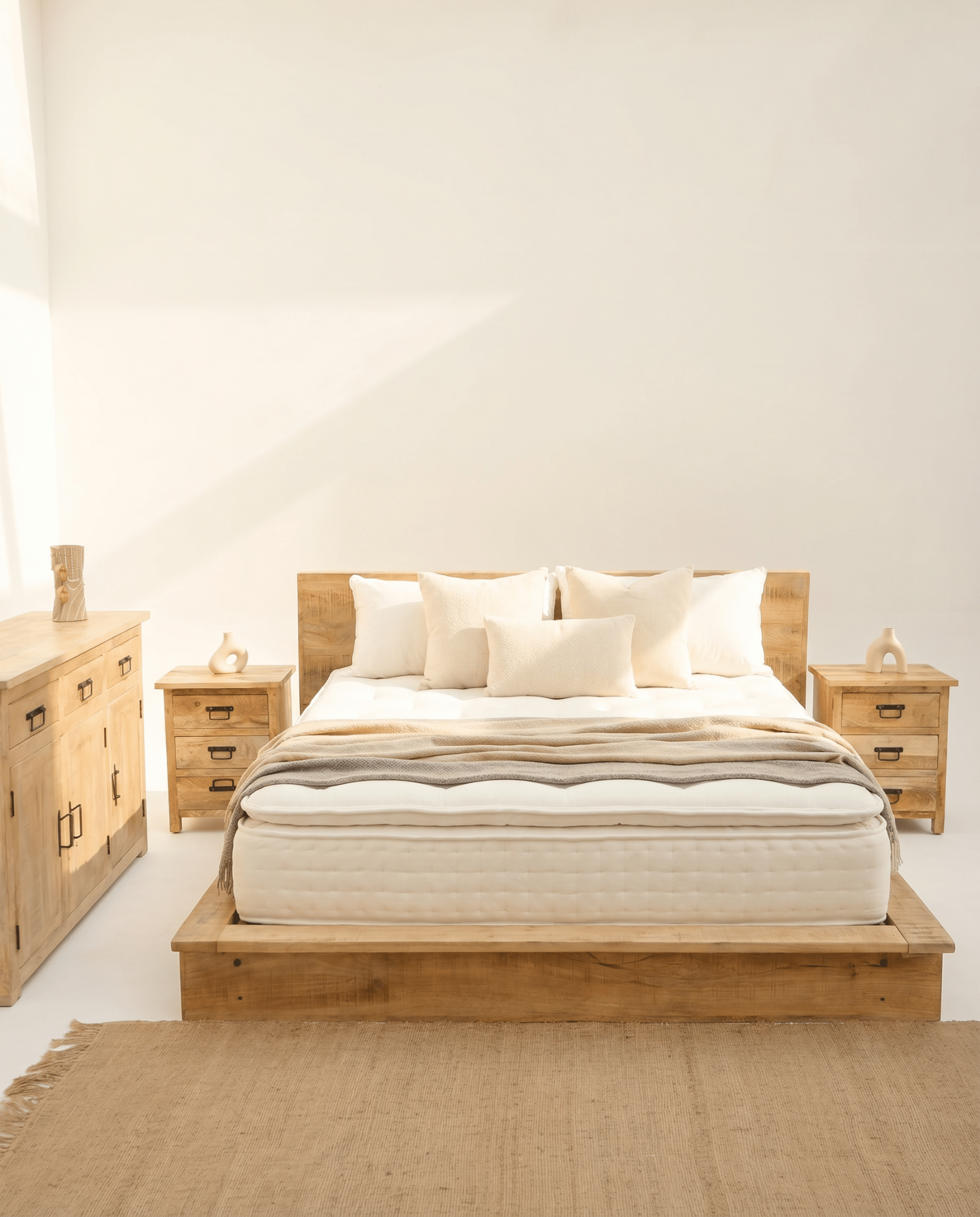 MANGOEDGE JAPANDI STYLE WOODEN BED - Art and craft furniture