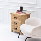 MANGOEDGE WOODEN THREE DRAWER NIGHTSTAND TABLE - Art and craft furniture