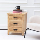 MANGOEDGE WOODEN THREE DRAWER NIGHTSTAND TABLE - Art and craft furniture