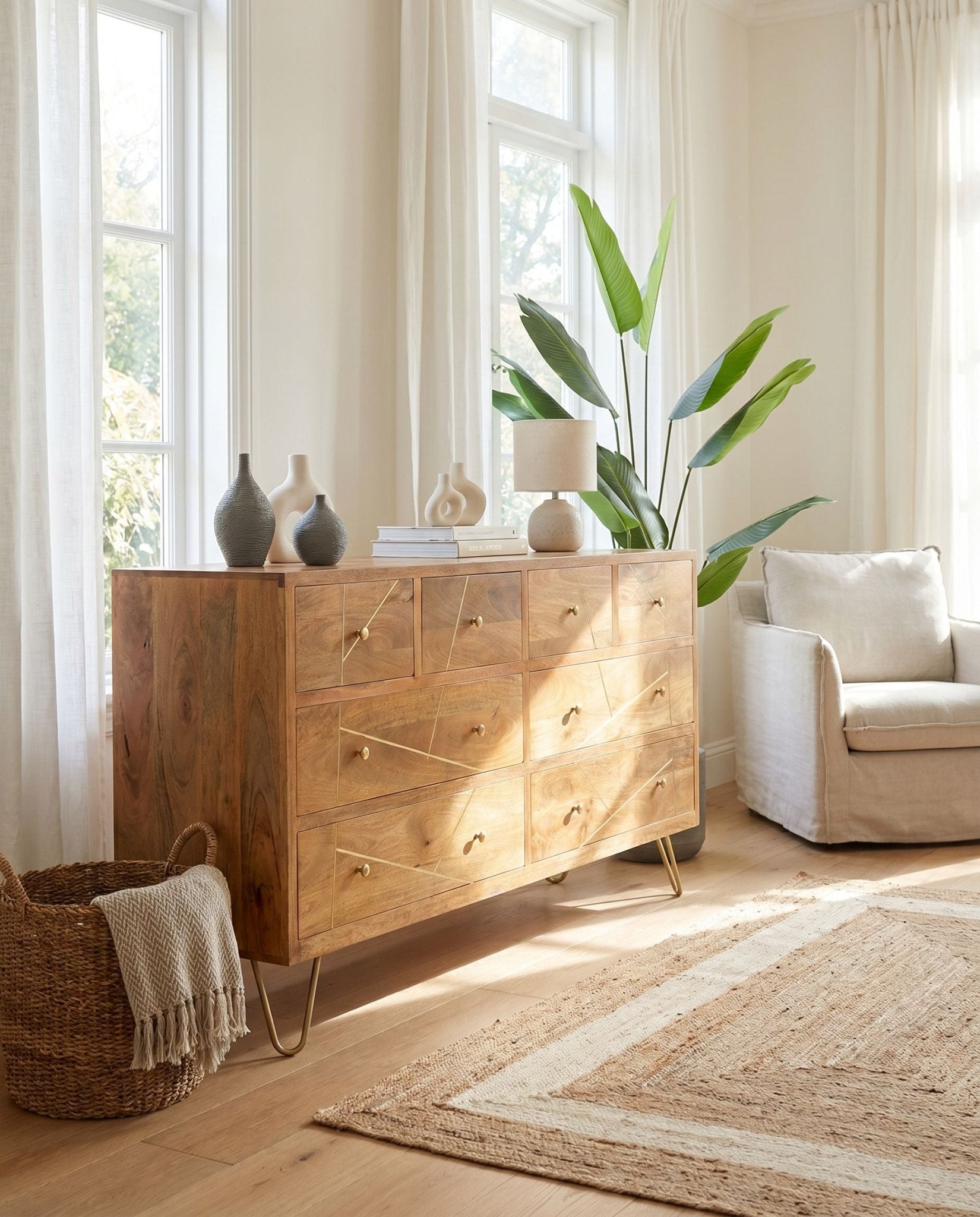 Mangoluxe Goldline Chest of Drawer - Art and craft furniture