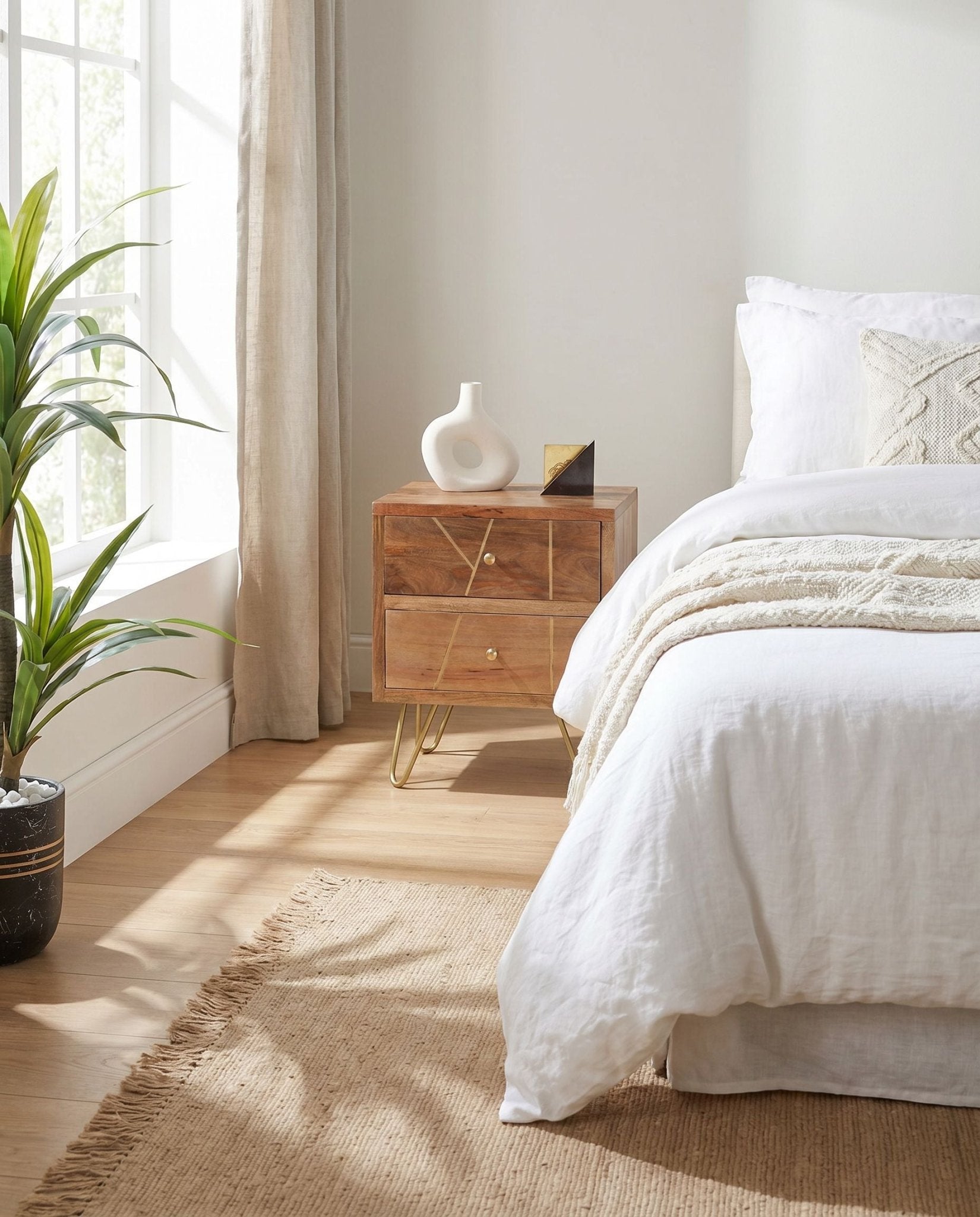 Mangoluxe Goldline Nightstand Table - Art and craft furniture