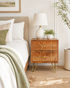 Mangoluxe Goldline Nightstand Table - Art and craft furniture