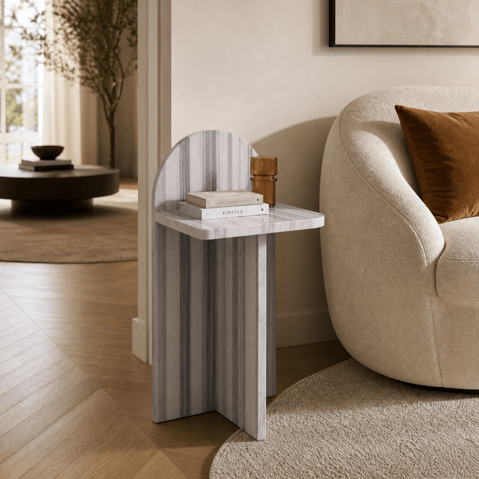 Marmara Marble Side Table - Art and craft furniture