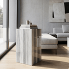 Marmo White Plinth Side Table - Art and craft furniture