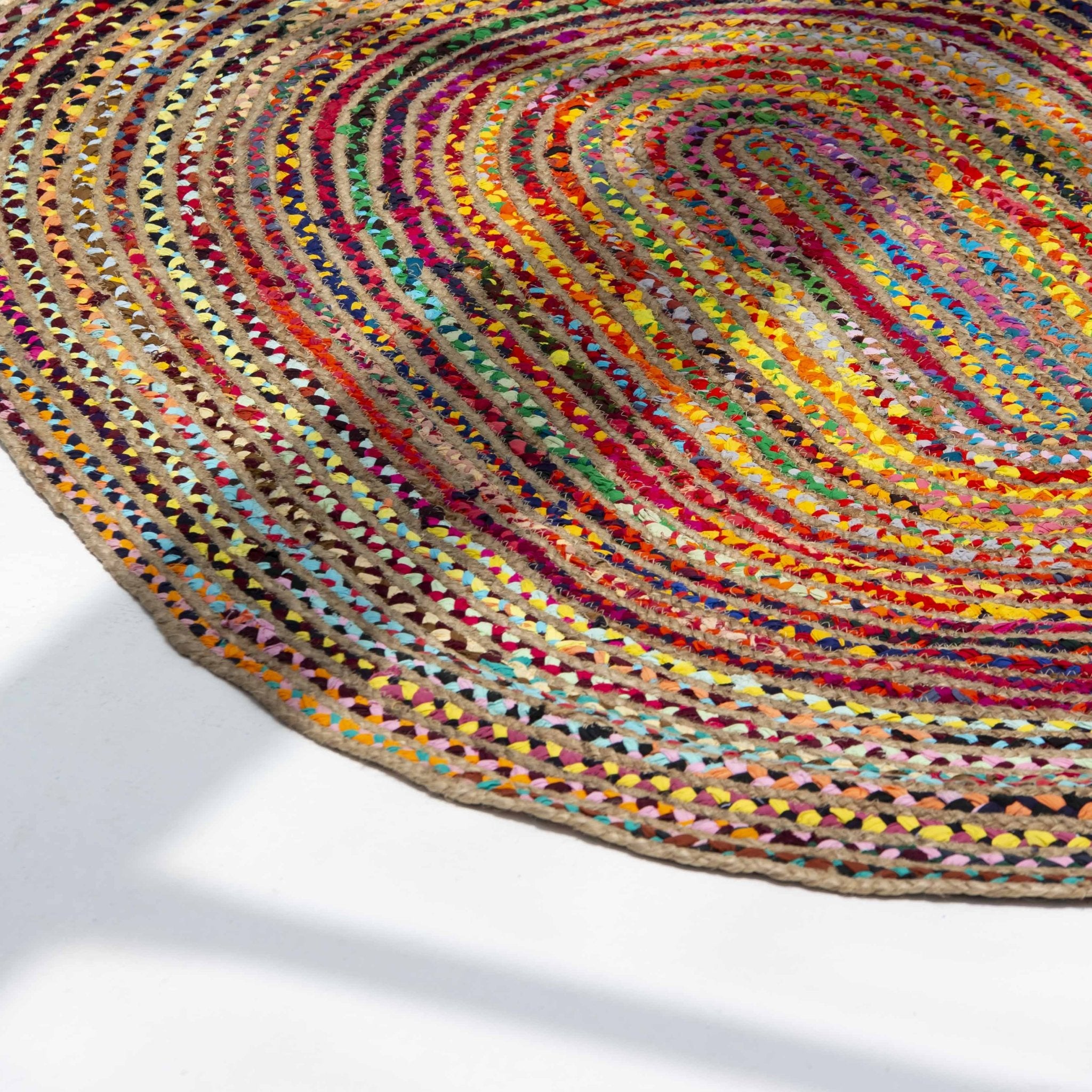 Meadows Weave Jute & Chindi Handmade Oval Rug - Art and craft furniture