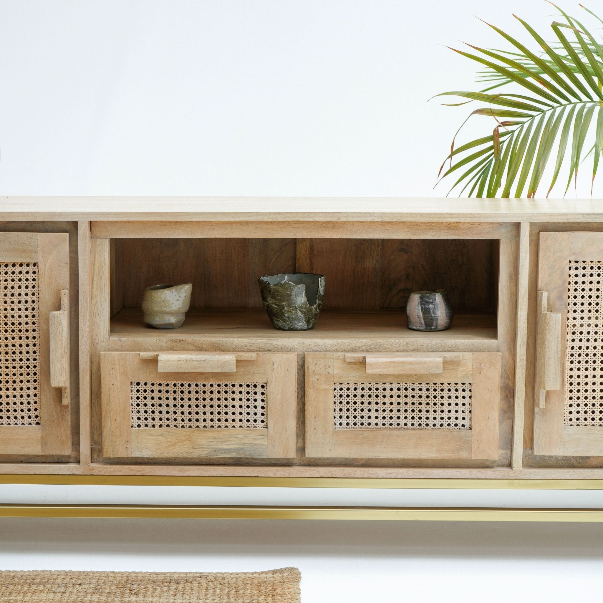 MILANO-CANE TWO DOOR TWO DRAWER TV STAND - Art and craft furniture