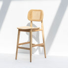 MINIMALIST WOODEN RATTAN BAR STOOL - Art and craft furniture