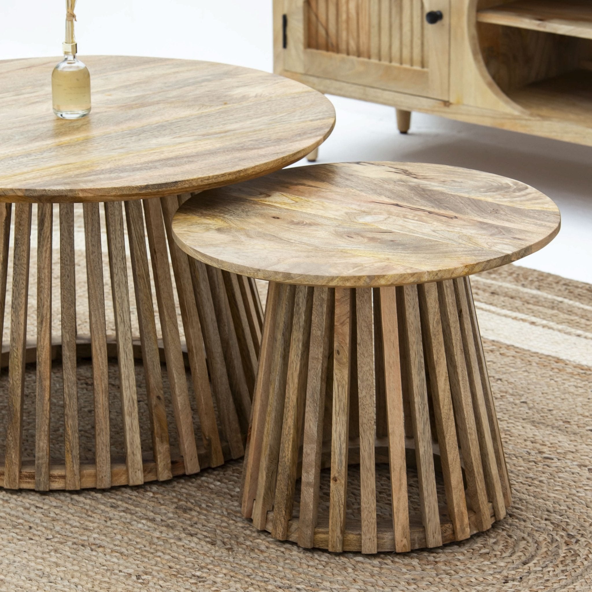 MONTERA WOODEN COFFEE TABLE SET OF TWO - Art and craft furniture