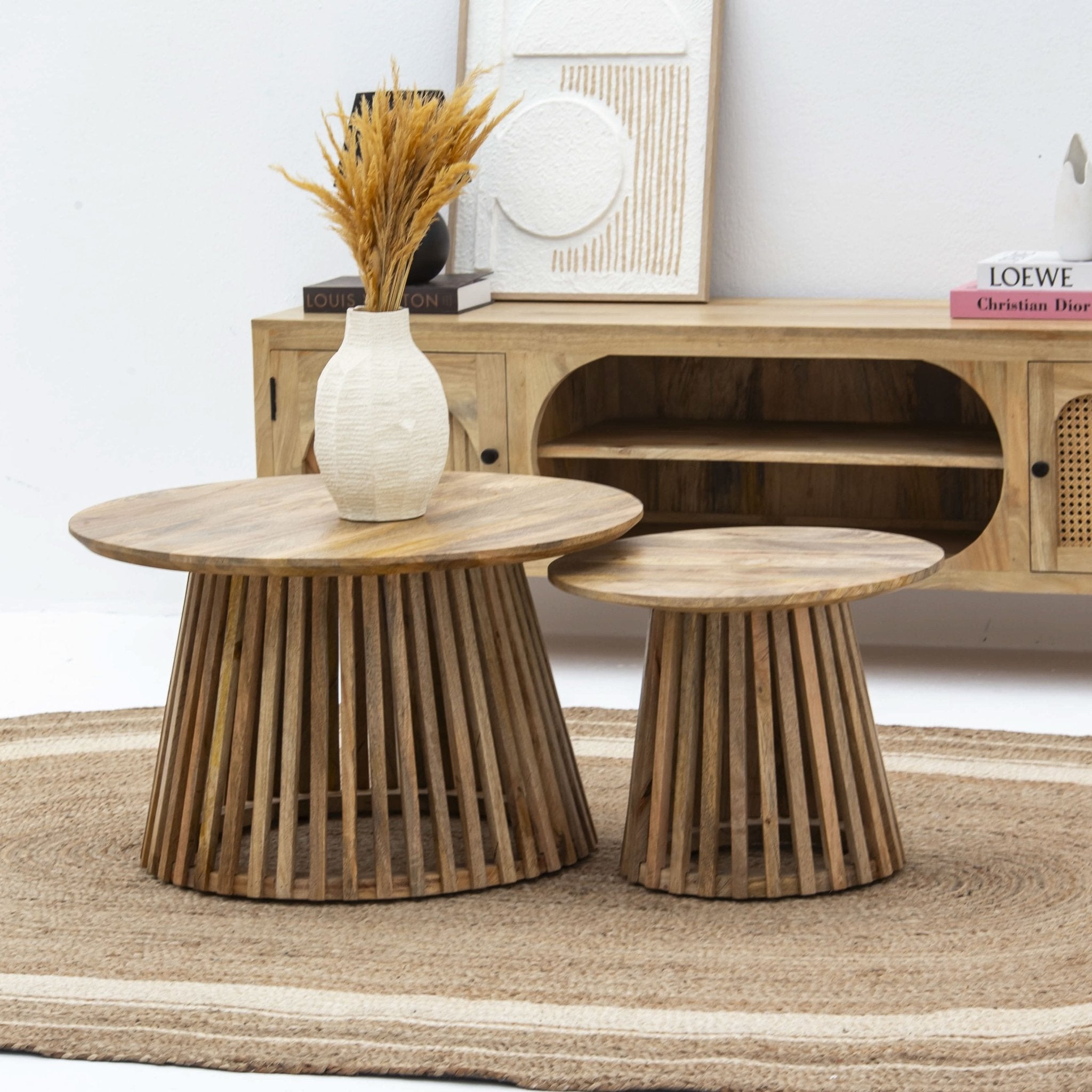 MONTERA WOODEN COFFEE TABLE SET OF TWO - Art and craft furniture