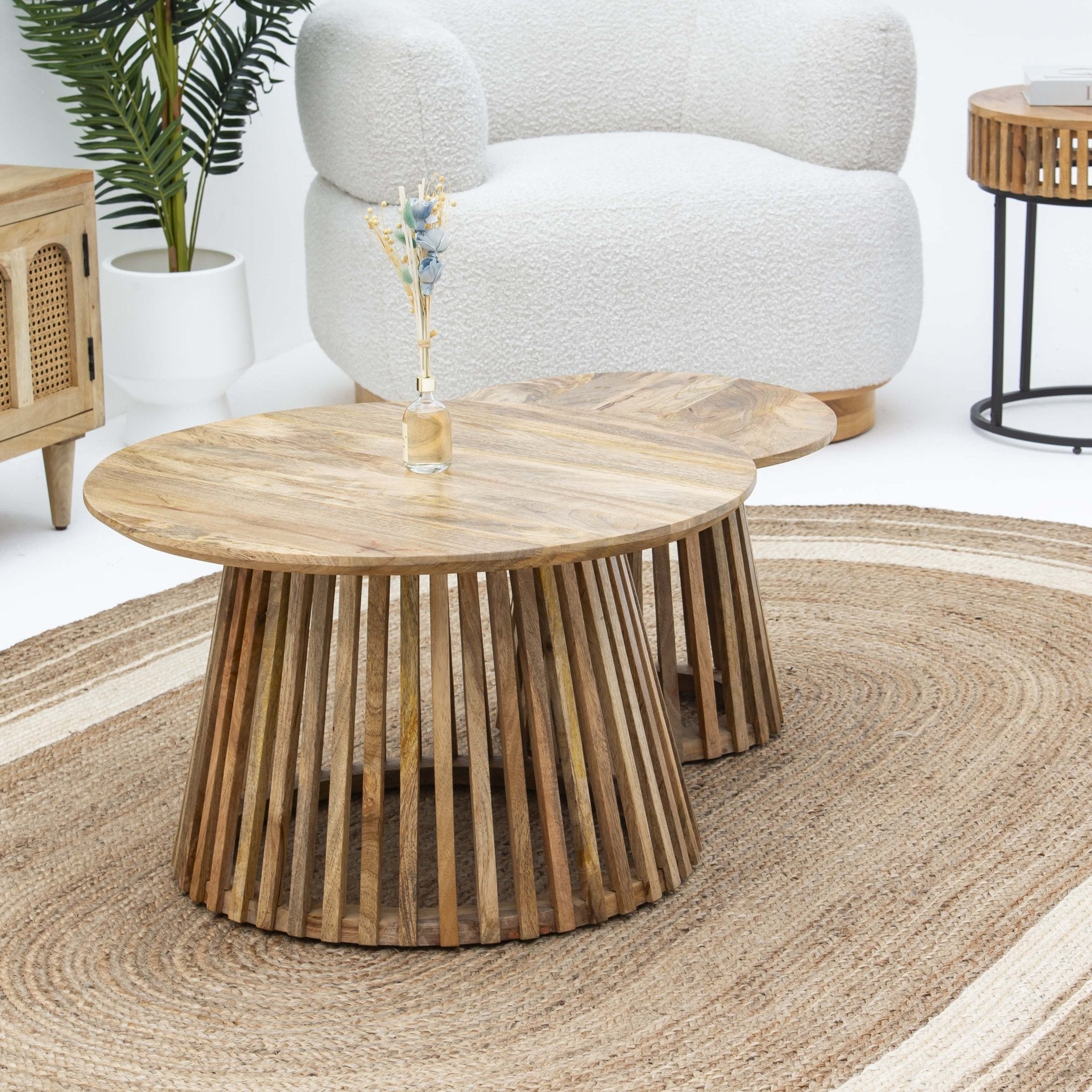 MONTERA WOODEN COFFEE TABLE SET OF TWO - Art and craft furniture