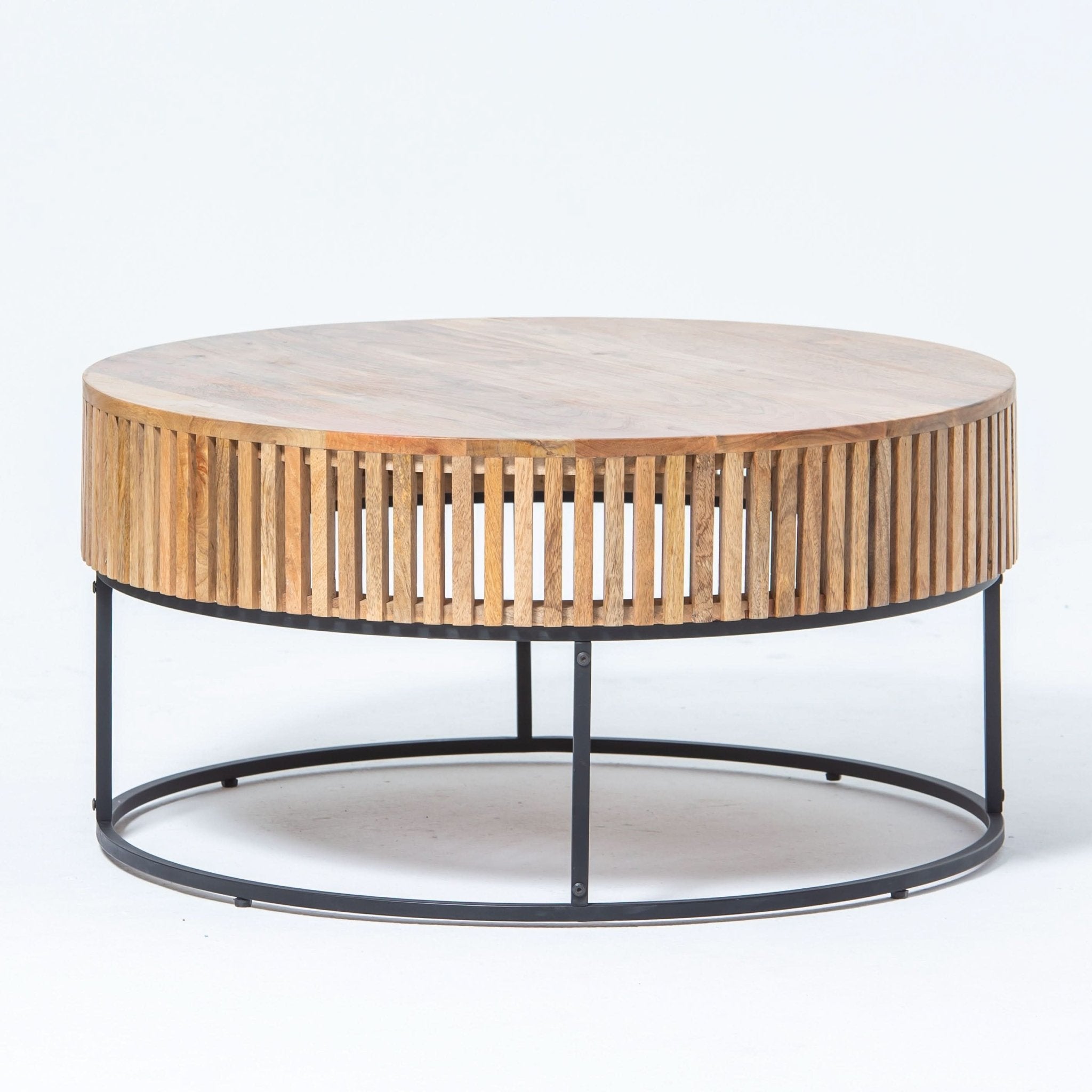 MONTERA WOODEN ROUND COFFEE TABLE - Art and craft furniture