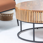MONTERA WOODEN ROUND COFFEE TABLE - Art and craft furniture