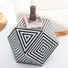 MOONLIT-BLACK MOTHER OF PEARL DIAMOND STOOL - Art and craft furniture