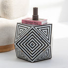 MOONLIT-BLACK MOTHER OF PEARL DIAMOND STOOL - Art and craft furniture