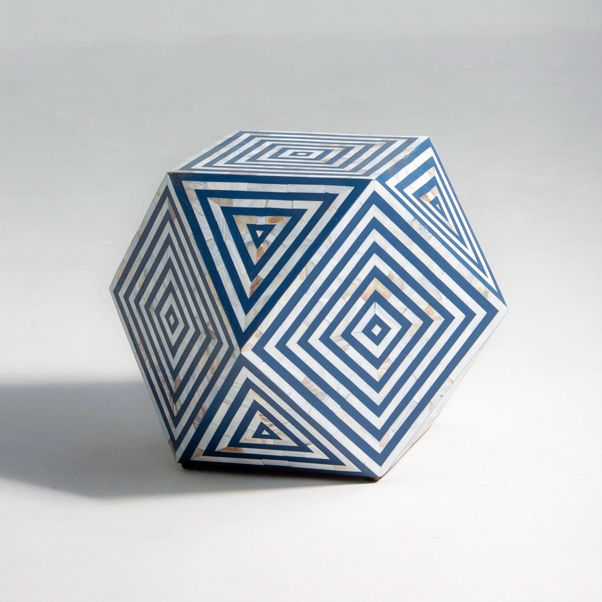 MOONLIT-BLUE MOTHER OF PEARL DIAMOND STOOL - Art and craft furniture