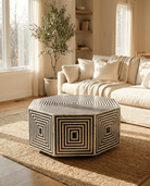 MOONLIT-BLUE MOTHER OF PEARL HEXA COFFEE TABLE - Art and craft furniture