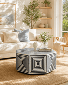 MOONLIT-BLUE MOTHER OF PEARL HEXA COFFEE TABLE - Art and craft furniture