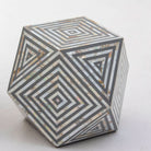 MOONLIT-GREY MOTHER OF PEARL STRIP DIAMOND STOOL - Art and craft furniture