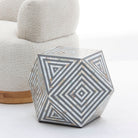 MOONLIT-GREY MOTHER OF PEARL STRIP DIAMOND STOOL - Art and craft furniture