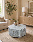Moonlit Grey Mothers Of Pearl Hexa Coffee Table - Art and craft furniture