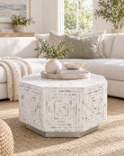 Moonlit White Mothers Of Pearl Hexa Coffee Table - Art and craft furniture