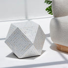MOONLIT-WHITE STRIP MOTHER OF PEARL DIAMOND STOOL - Art and craft furniture