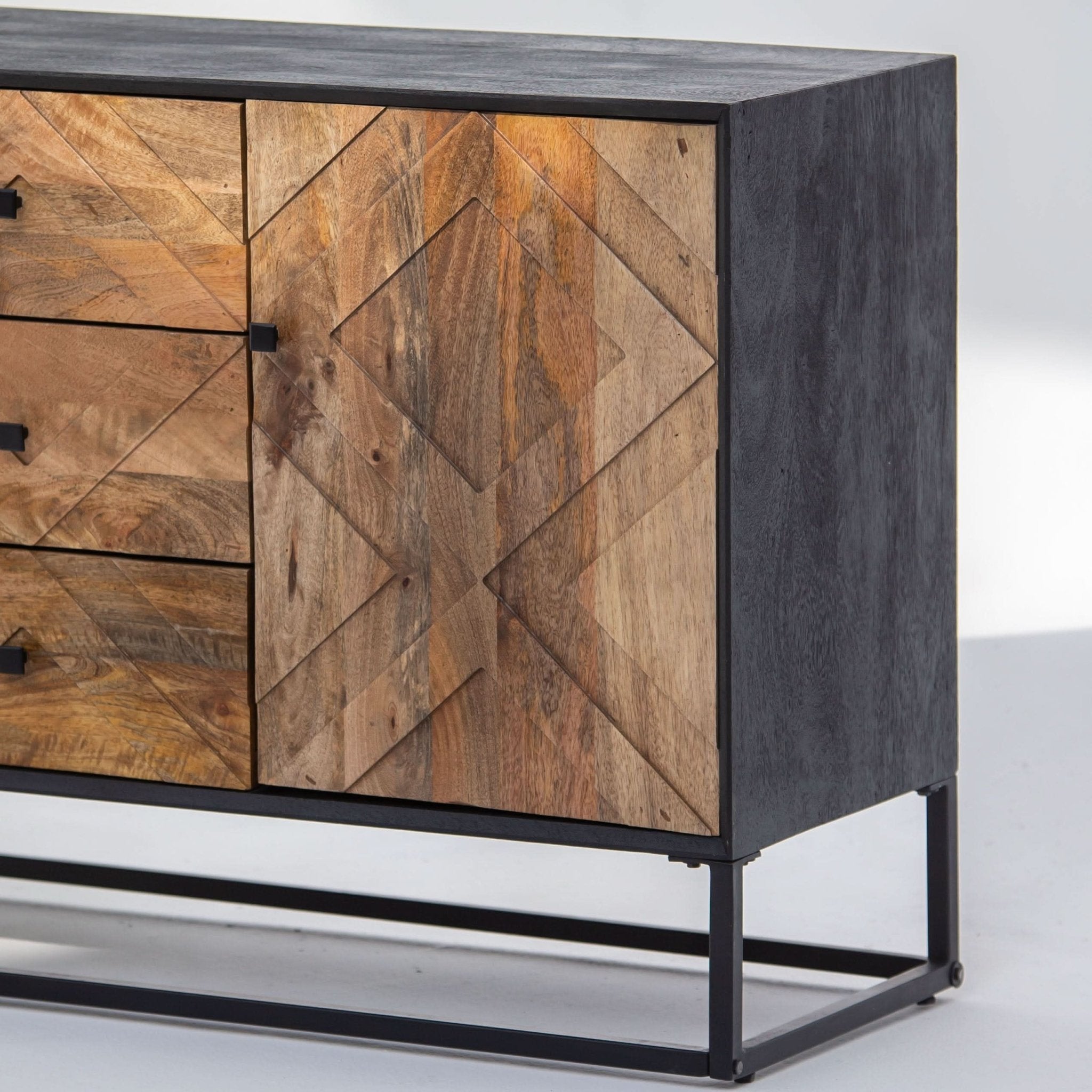 MORO WOODEN THREE DOOR THREE DRAWER SIDEBOARD - Art and craft furniture