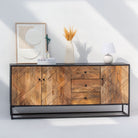 MORO WOODEN THREE DOOR THREE DRAWER SIDEBOARD - Art and craft furniture
