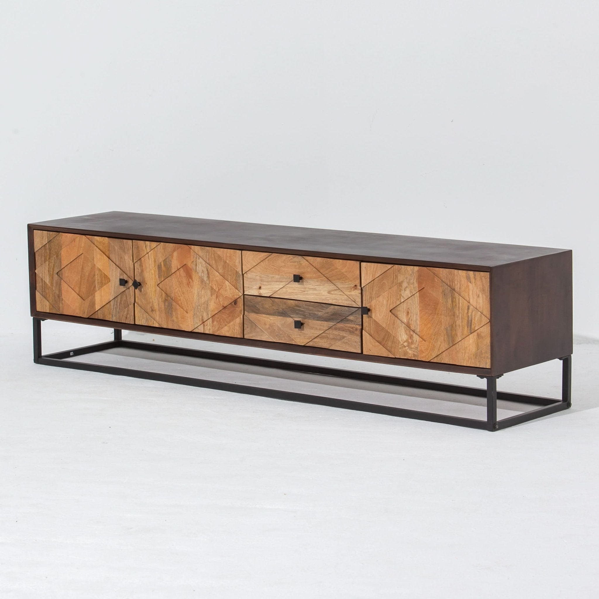 MORO WOODEN THREE DOOR TWO DRAWER TV STAND - Art and craft furniture