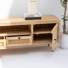 MORRIS-CANE TWO WOODEN DOOR TWO CANE DRAWER TV STAND - Art and craft furniture