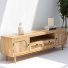 MORRIS-CANE TWO WOODEN DOOR TWO CANE DRAWER TV STAND - Art and craft furniture