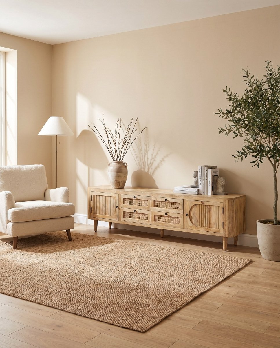 Morris Rattan Wooden TV Console - Art and craft furniture