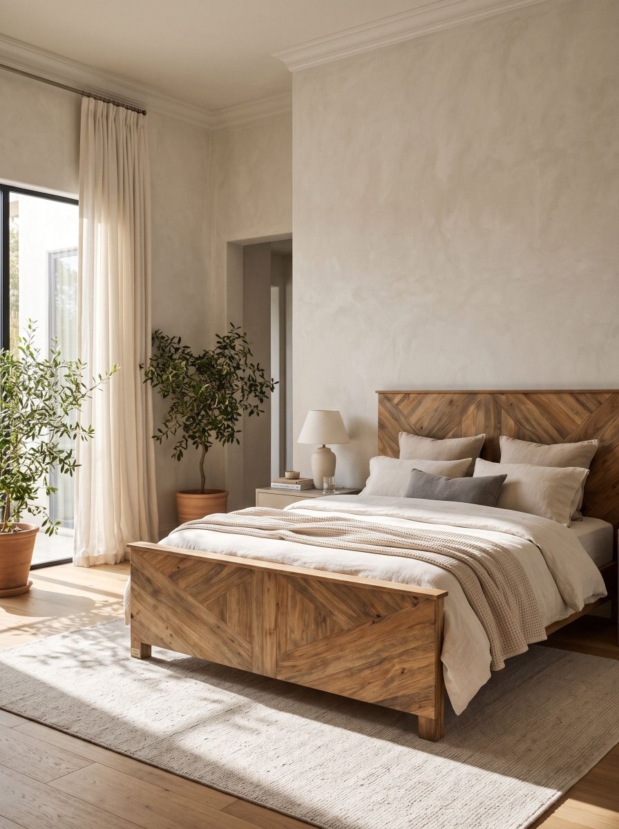Morrow Fluted Mango Wood Bed - Art and craft furniture