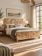 Morrow Fluted Mango Wood Bed - Art and craft furniture