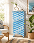 MOSAIC-BLUE INLAY FIVE DRAWER SINGLE DRAWCHEST - Art and craft furniture