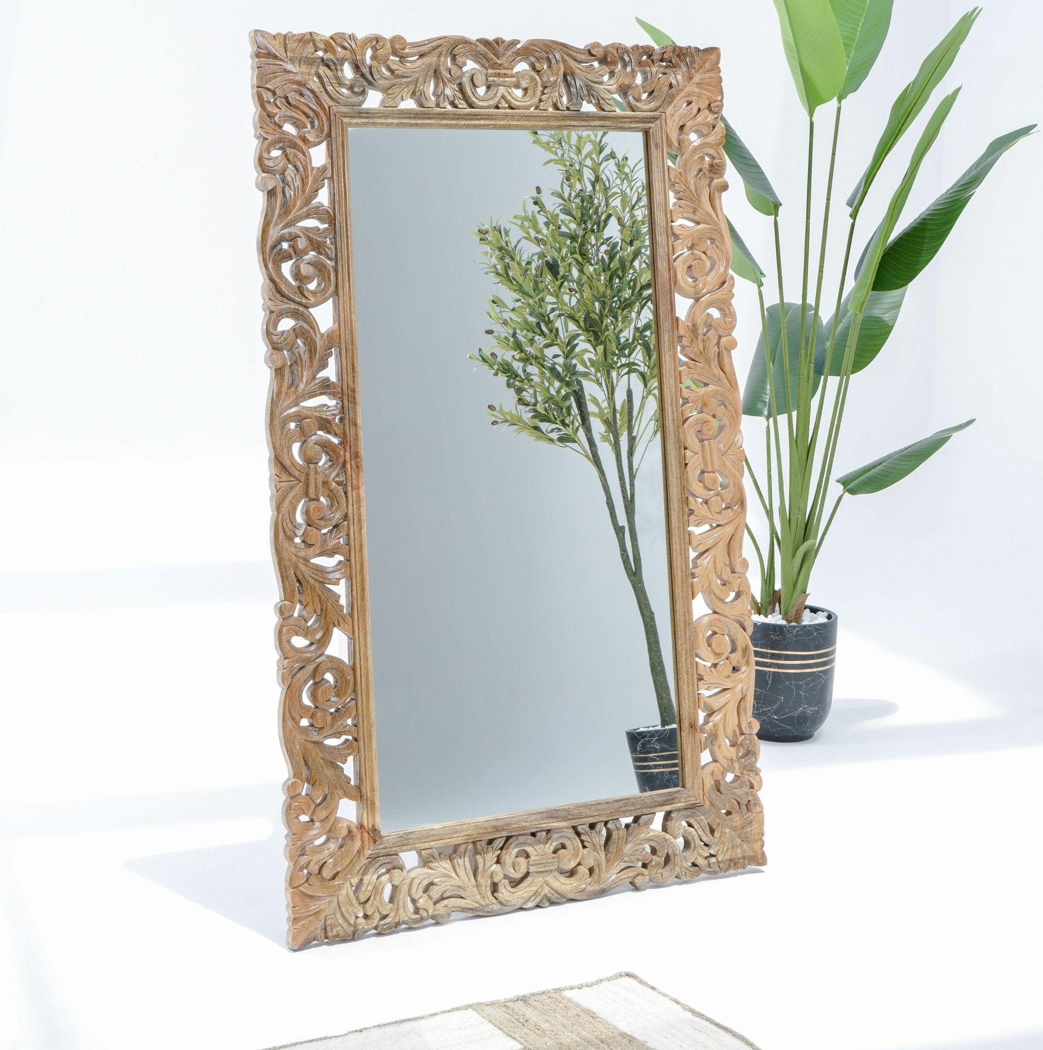 MOSAIC CARVED MIRROR FRAME - Art and craft furniture