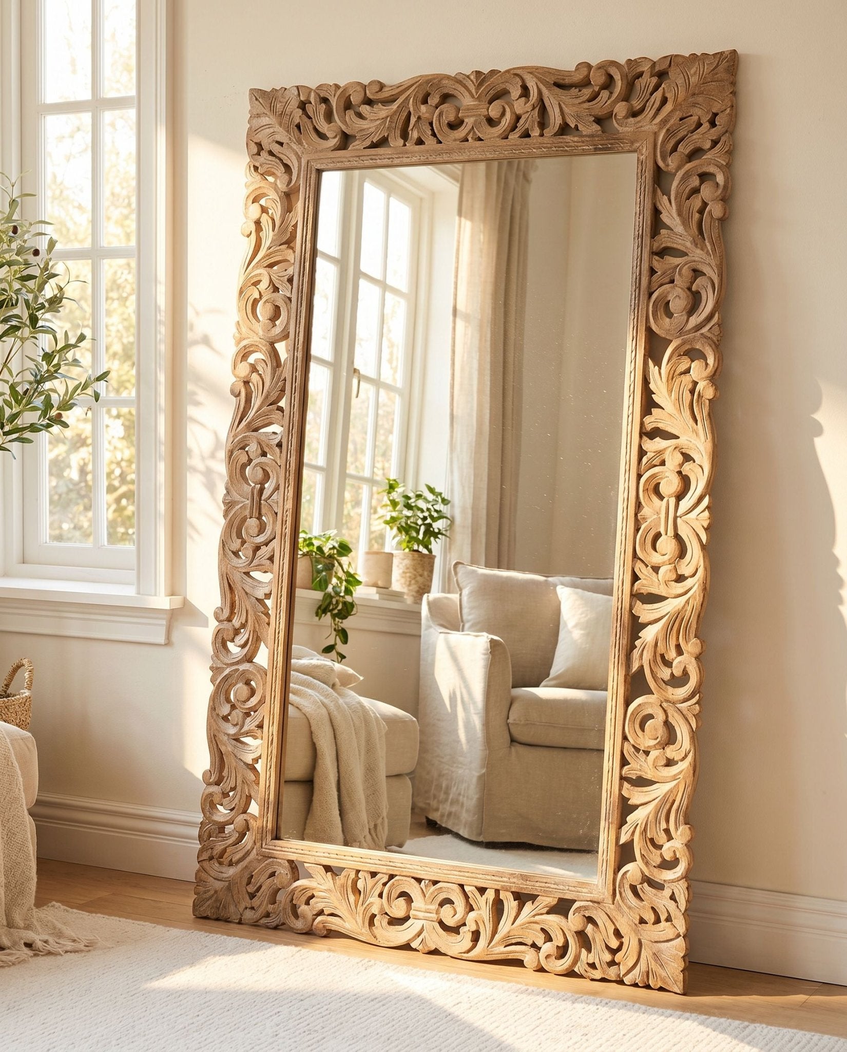 MOSAIC CARVED MIRROR FRAME - Art and craft furniture