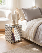 Mosaic Grey Inlay Square Side Table - Art and craft furniture