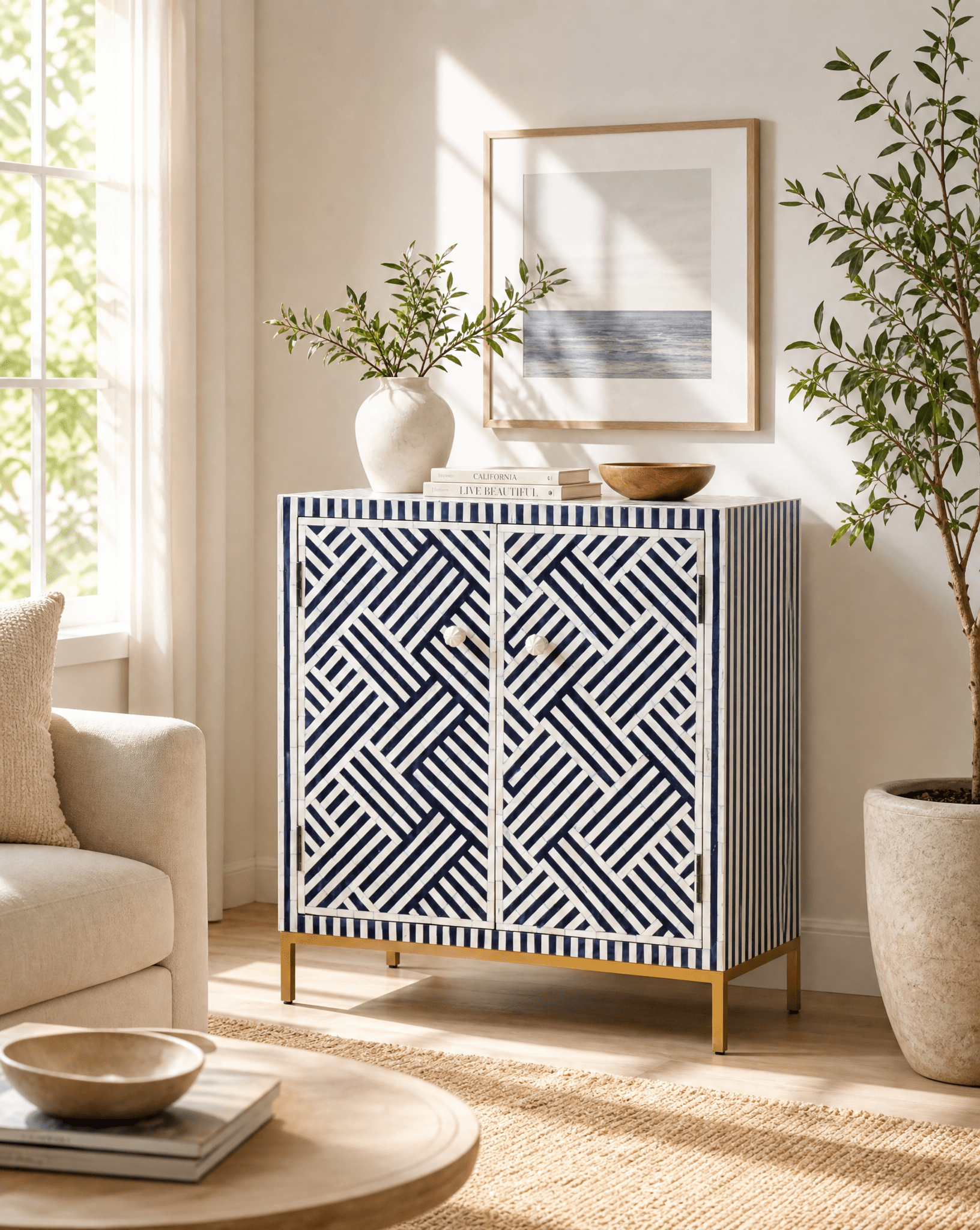 MYSTIC-BLACK INLAY TWO DOOR SIDEBOARD - Art and craft furniture
