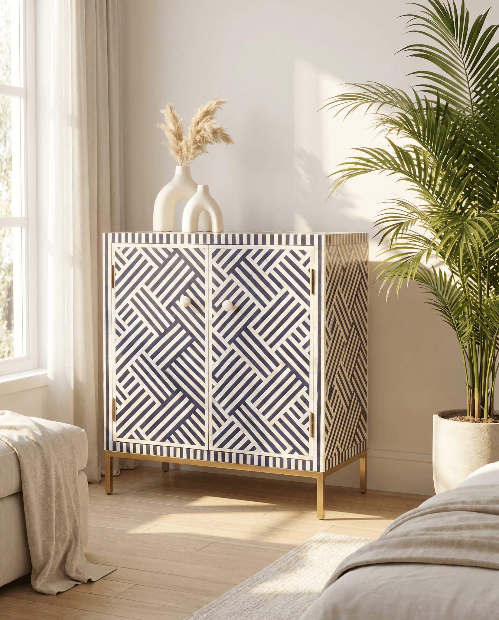 MYSTIC-BLACK INLAY TWO DOOR SIDEBOARD - Art and craft furniture