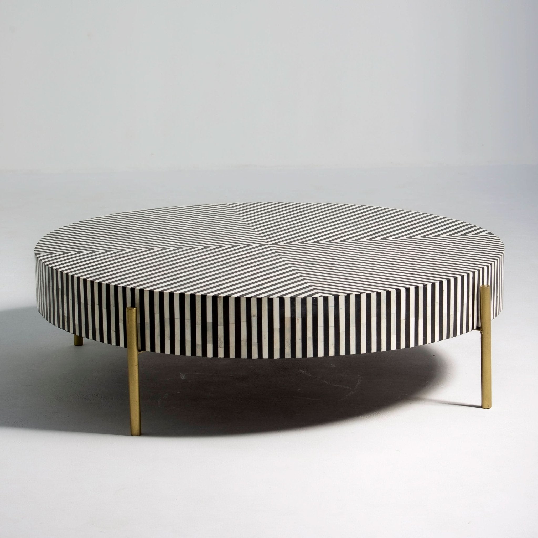 MYSTIC-BLACK STRIP INLAY COFFEE TABLE - Art and craft furniture