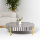 MYSTIC-BLACK STRIP INLAY COFFEE TABLE - Art and craft furniture