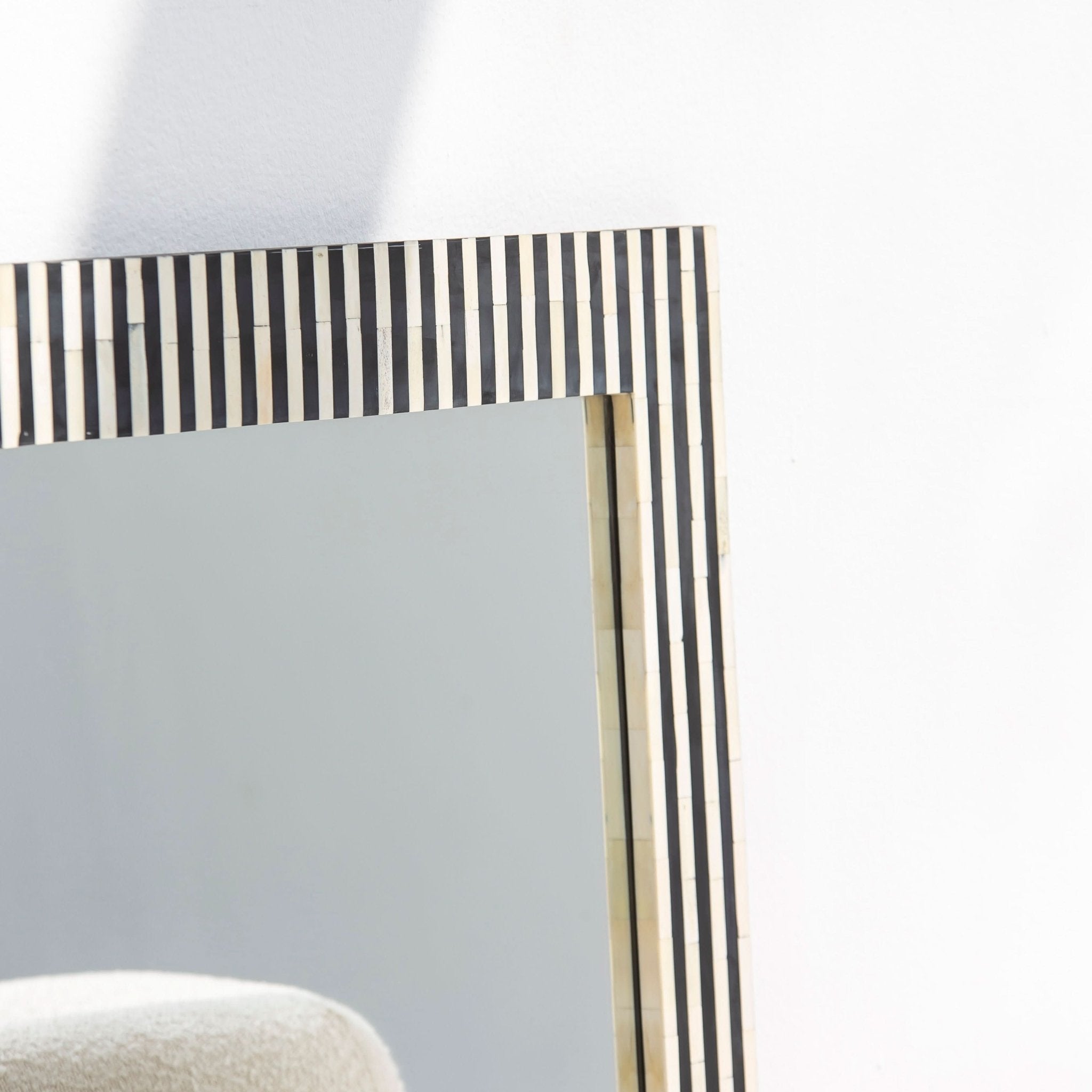 MYSTIC-BLACK STRIP INLAY MIRROR FRAME - Art and craft furniture