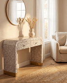 MYSTIC-BROWN INLAY TWO DRAWER CONSOLE TABLE - Art and craft furniture