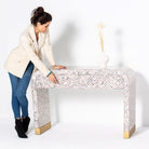 MYSTIC-BROWN INLAY TWO DRAWER CONSOLE TABLE - Art and craft furniture