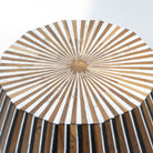 MYSTIC WOODEN INLAY BARREL SIDE STOOL - Art and craft furniture