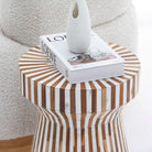 MYSTIC WOODEN INLAY HOURGLASS SIDE TABLE - Art and craft furniture