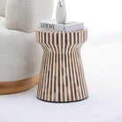 MYSTIC WOODEN INLAY HOURGLASS SIDE TABLE - Art and craft furniture